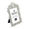 Bejeweled Silver Tone Metal Mini Picture Frame, 2.5" x 3.5"