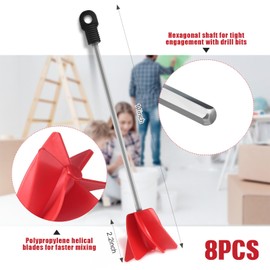 Loosh 8 Pcs 11 Inch Paint Stirrer for Drill, Paint Mixer Attachment, Helix Epoxy Mixer for Concrete Resin Silicone Stirrer Paddle Works with Most Drills
