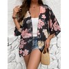 Women's Kimono Cover Up Floral Print Short Sleeve Lightweight Cardigan