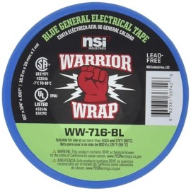 N/A Warrior Wrap General 3/4 in. x 60 ft. 7 mil Vinyl Electrical Tape, Blue