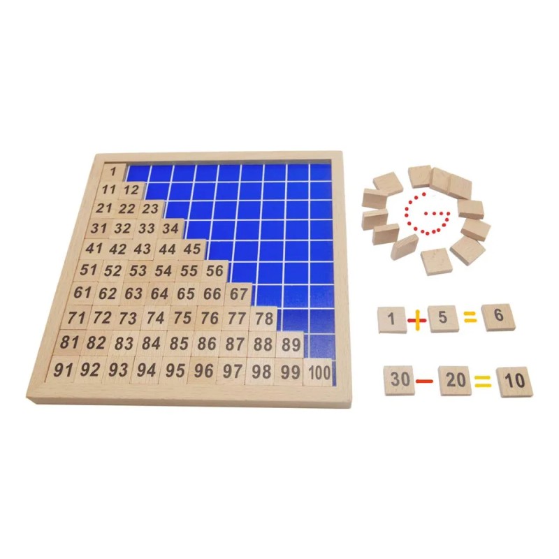 Juego Educativo Madera Montessori 1-100 Números Con Bolsa