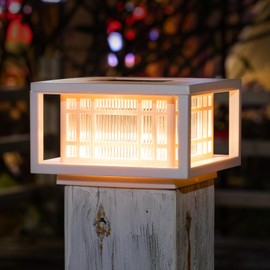 HUYIENO Solar Post Cap Lights Large Outdoor Deck Fence Post Lights 50Lumens Brightness Warm/Bright White Lighing Modes for 4x4 5x5 Vinyl Posts, 4x4 5x5 6x6 Wooden Posts (White, 1pk)