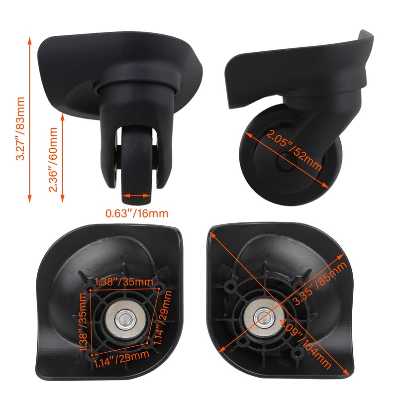 Mxfans 2 Pairs Swivel Wheels W187 DIY Luggage Wheel Accessories