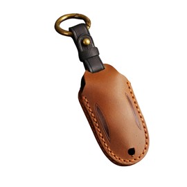ISDORE Premium Leather Keyring Case Compatible with Model 3 & Model S & Model Y/Model X - Key Case to Protect Key Buttons - Lightweight, Unbreakable Key Ring Holder, brown