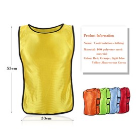 12Pcs Kids Scrimmage Training Vests Sports Waistcoat Vests for Outdoor Sports Basketball Football Training (Color : Yellow, Size : 12pcs)