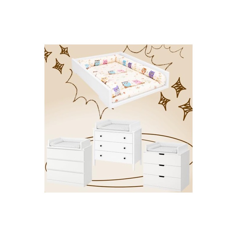 Baby Changing Table Topper, Straight Sides, 53.2x70 cm, White