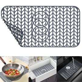 JOOKKI Sink Protectors for Kitchen Sink 16x12 & 18x12 & 19x13 & 24x12.5 & 26x14 & 28x14 & 29x15,Silicone kitchen sink mats protector for bottom of farmhouse sink(24"x12.5"Gray)