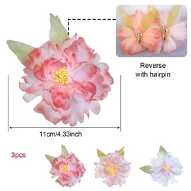 BSITSSS 3 PCS Flower Hair Clips, Fairy Flower Hair Pins, Hairpin Hair Accessories for Women Girls Summer Hawaiian Beach Wedding Bridal Shower Party