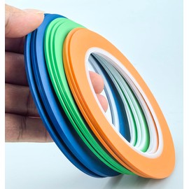 JINBING 9 Rolls Fine Line Tape High-Temp Viny Fineline Masking Tape Painters Tape 3-Colors (1/16 inch)