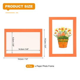 uxcell 4 x 6 Cardboard Picture Frame, 6pcs Orange Photo Wall Display Paper Frame with Clear Film for Children's Drawing Artwork Display Gallery Wall Frame Exhibition