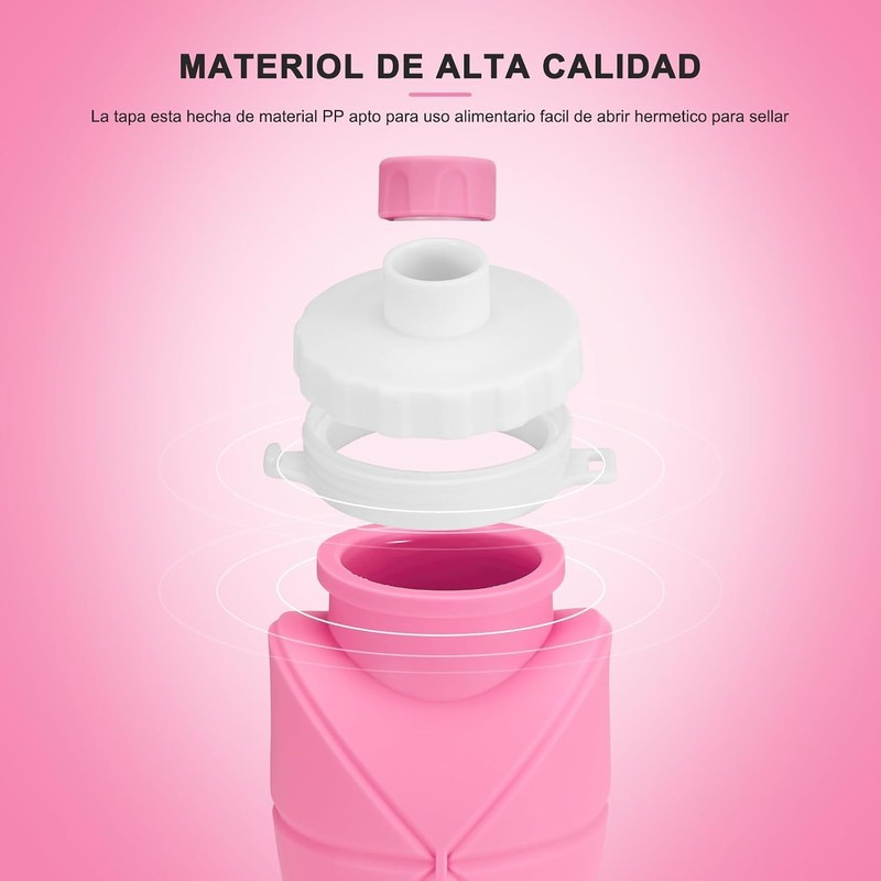 Botella de Agua Plegable con Válvula a Prueba de Fugas,