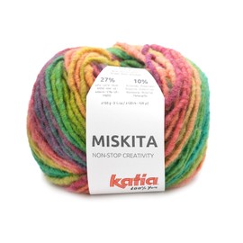 Katia Wolle Miskita 100g, dicke Häkelwolle mit Farbverlauf regenbogenfarben, Strickgarn Nadelstärke 9 bis 10 mm, 63% Polyacryl - 27% Wolle - 10% Polyamid (101 - regenbogen)