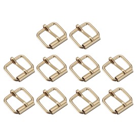 sourcing map Pack of 10 Roller Buckles 15 x 12.5 mm (0.59 x 0.49 inches) 2.5 mm Thick Multi-Purpose Metal Adjustable Belt Buckle for Bags Straps Hand DIY Golden Tone, Gold Tone
