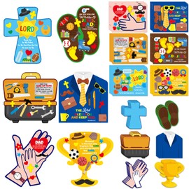 Religious Father's Day Craft Kits for Kids DIY Make Your Own Christian Fathers Day Ornaments Fun Best Dad Gifts for Sunday School VBS Home Classroom Activities Party Decoration Supplies 24Pack