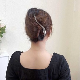 Cybche Metal Hair Clip Barrette Silver Metal Hair Clips Pin Minimalist Side Clip Barrette Metal Alligator Hairpins Metal Bobby Pins Hairpins Decorative Hair Accessories for Women(Silver2)