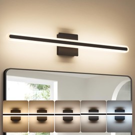 Joosenhouse Modern Black Vanity Lights for Bathroom, 5CCT Dimmable Bathroom LED Light Bar, Above Mirror Vanity Lighting, 31.5 Inch 24W