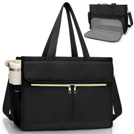 PASMAN Lunch Bag for Women with 15.6" Laptop Compartment, Insulated Tote Bag, Waterproof Work Tote with 40oz Side Pockets