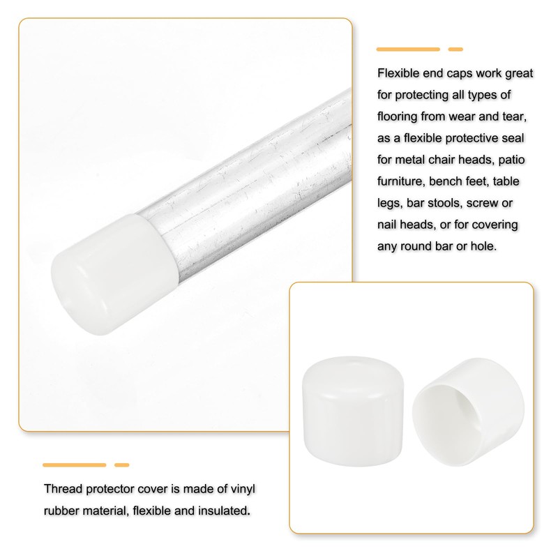 sourcing map 5pcs 37mm(1.5") Rubber End Caps, Round Vinyl Plug
