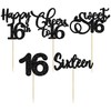 Paquete de 30 adornos para magdalenas de feliz cumpleaños 16,