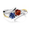 Gem Stone King 925 Silver and 10K Yellow Gold Red