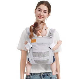 Shiaon Baby Carrier Newborn to Toddler(7-30lbs), Toddler Carrier with Adjustable Shoulder Strap, Baby Holder Carrier with Breathable Mesh Fabric, Grey