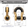AUTMATCH D Ring Shackle 3/4" Shackles (2 Pack) 41,887Ibs Break
