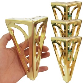 Hyever 6 Inch Gold Furniture Legs Heavy Duty Metal Furniture Feet, Golden Sofa/Cabinet/Table Legs 4Pcs, 6 Inch Legs Set of 4,Couch Feet Replacement for Cabinet Dresser (Gold 3)