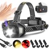 Rechargeable Headlamp, LED Zoomable Headlamp with Motion Sensor, 9000 High