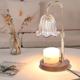 Electric Timer Candle Warmer Light,with Bracket Dimmable Candles Wax Glass Warmers Lamps for Jar Candles Burner No Flame Scented Melting Warming Lantern Adjustable Height(2 * 50W Bulb). (Type-B)