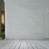 White Brick Wall with Wooden Floor Photography Backdrop Vinyl Photo