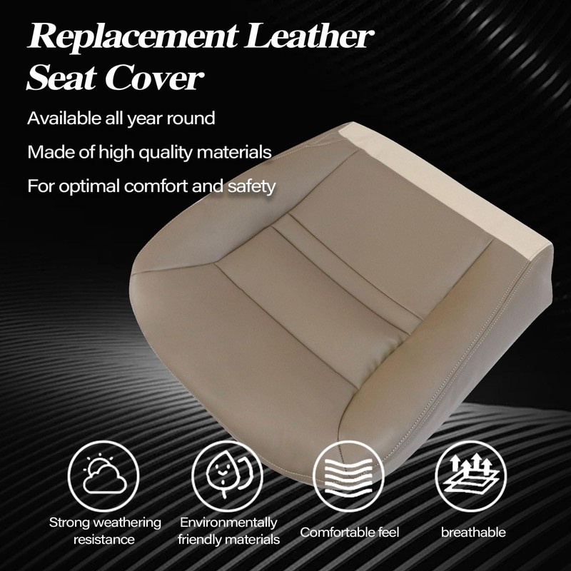 SecosAutoparts Tan Front Driver Side Bottom Replacement Microfiber Leather Seat