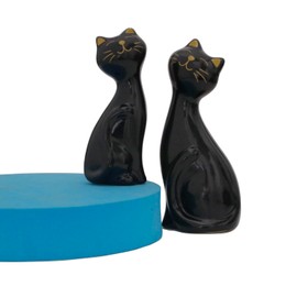 Wisifayardin 2pcs Black Cat Figurines and Statues for Home Decor - Black Cat Figurine for Cat Lovers
