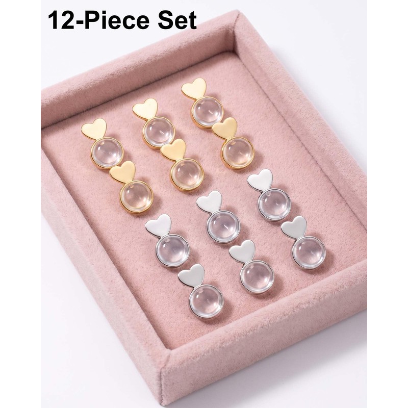 12 Pack Heart Silicone Earring Backs, Soft Clear Rubber Earring