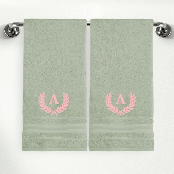 Personalized Custom Monogrammed Green Bath Towels Set - 2 Piece,