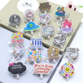 18Pcs Funny Nurse Badge Reel Accessories Bulk Healthcare Nursing Student Badge Holder Retractable Pack Cute Medical Xray Dumpster Fire Silly Goose Badge Clip MT LPN RN CNA Social Worker ID Tag Card