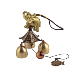 YODOOLTLY Lucky Wind Chime - Feng Shui Wind Chime Outdoor Lucky Charm Hanging with 3 Metal Bells Wind Bells for Garden, Home, Patio, Yard (Elephant)