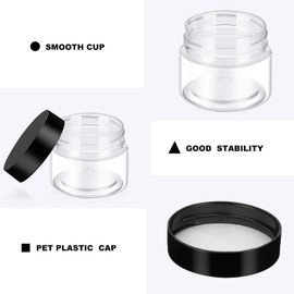 6 Pack Clear Container with Lids Small Plastic Pot Jars Wide Mouth Round Leak Proof Plastic Container Jars with Lid for Travel Storage, Eye Shadow, Nails, Paint, Jewelry (8oz, Clear)