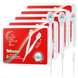 Vzznn 100 Mini Cepillos Dientes Desechables Granel Preencolados Pasta Raspador Lengua Palillo Caja Envuelta Individualmente Juego Cepillo Agua