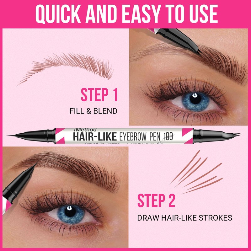 iMethod Curved Eyebrow Pencil, Eyebrow Pencil, 2-in-1 Dual-Ended Eyebrow Pencil