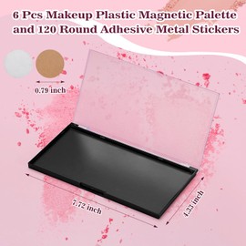 Sumind 6 Pcs Magnetic Makeup Palette with Clear Top with 120 Pcs Metal Sticker for DIY Eyeshadow Lipstick Blush Powder 7.72” x 4.33”