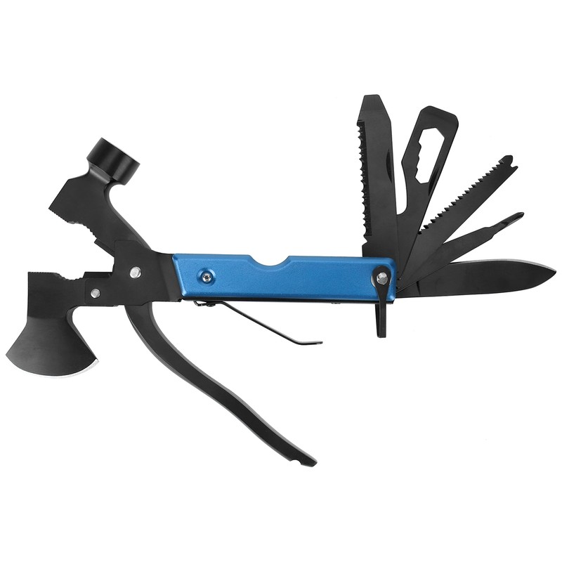 15In1 Axe Hammer MultiFunctional Camping Survival Screwdrivers Pliers Bottle Opener(Blue