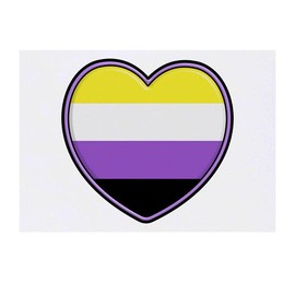'Nonbinary Pride Heart' Temporary Tattoo - Water Resistant, Skin-Safe, Non-Toxic Transfer (TO00043758)
