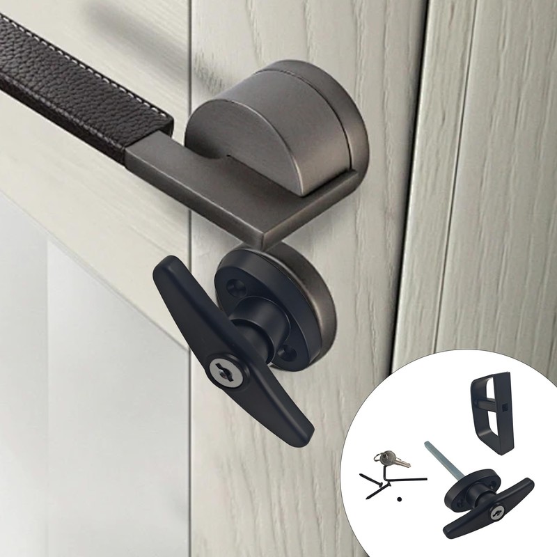 PDETVEO T-Handle Door Lock Set with 2 Security Keys, Heavy-Duty