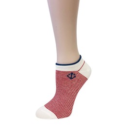 Bowbear Womens 5-Pair Low Cut No Show Ankle Socks, Nautical