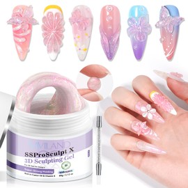 Saviland Solid Sculpture Building Gel, Iridescent Colors Non-Stick Hand Nail Extension Gel, 3D Nail Gel, Hard Gel for Nails, 3D Gel for Nails, 3D Sculpture Nail Gel (Colorful, 01-)