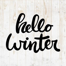 Hello Winter Decals Peel and Stick - Wall Vinyl Decals Stickers - Christmas Holiday Quote Silhouette - Car Window Truck Laptop Tumbler - Cafe Bar Shop Store Salon Girls Kids Room Decor DWSV16583