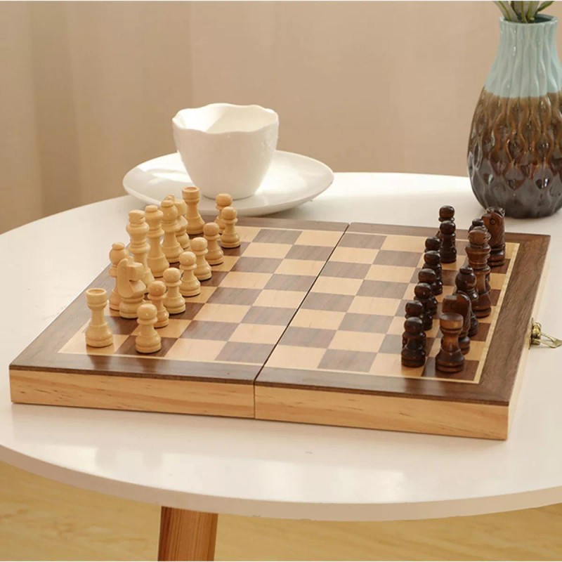 Didacti Juegos Ajedrez De Madera Tablero Plegable De Lujo Chess