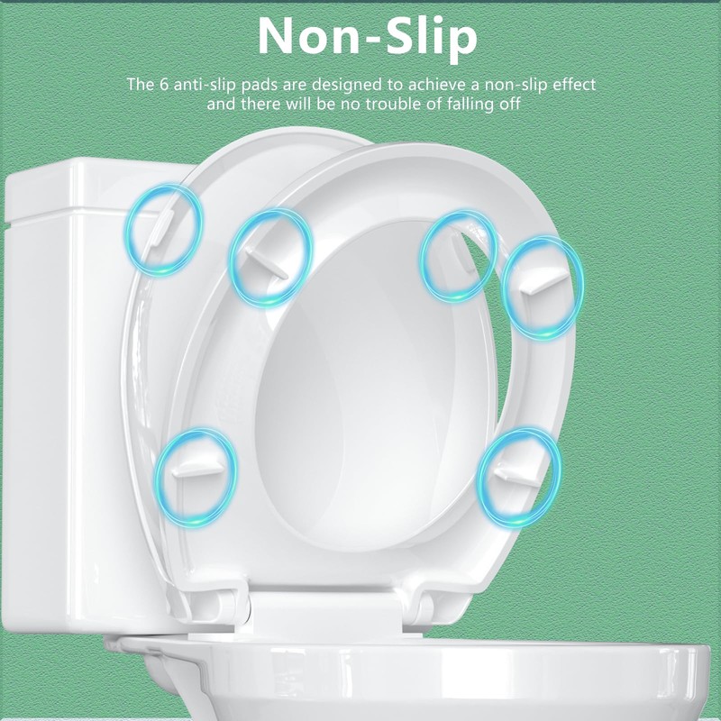 Aünsffer Toilet Seat Round Soft Close16.5'', Toilet Lid Slow Close