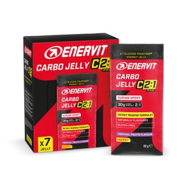 Enervit, Carbo Jelly C2:1PRO, Gelatine Energetiche, 30g di Carboidrati, Gusto Tropicale, Per Attività di Endurance ad Alta Intensità, Massima Tollerabilità, Senza Glutine, Vegan, Box da 7 Confezioni