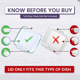 Replacement Lid fits Pyrex 2-Quart 8" x 8" Glass Baking Dish #222, Compatible with Lid #222-PC, Food Storage Container Cover with Flush Tab Handles (Purple)